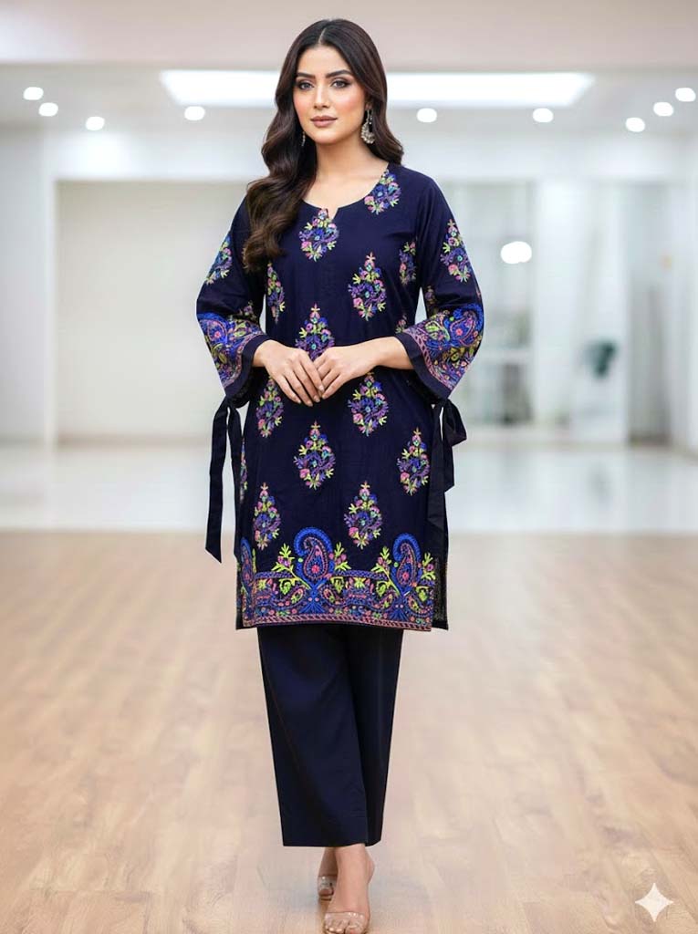 ROYAL PETAL 2PC BLOCK PRINT - STITCHED