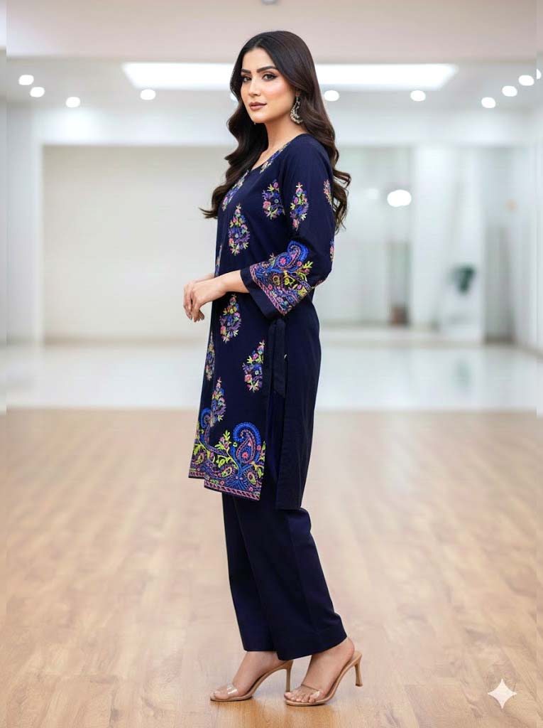 ROYAL PETAL 2PC BLOCK PRINT - STITCHED