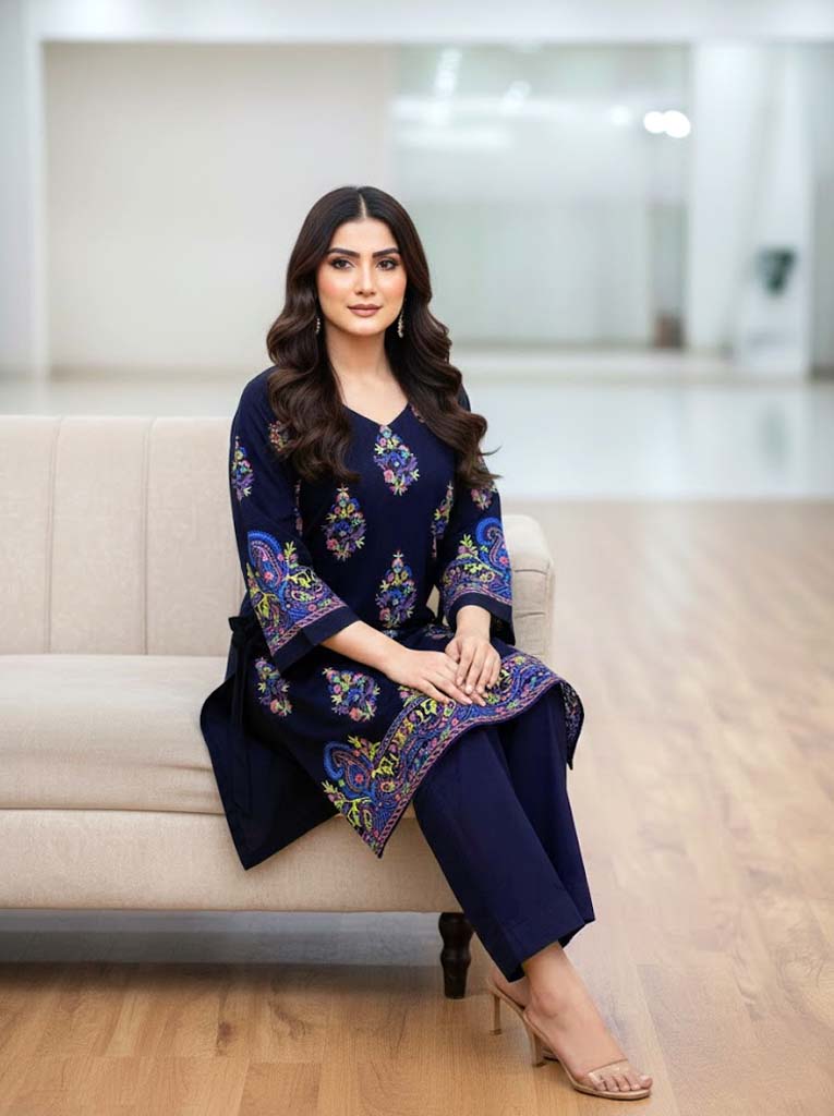 ROYAL PETAL 2PC BLOCK PRINT - STITCHED