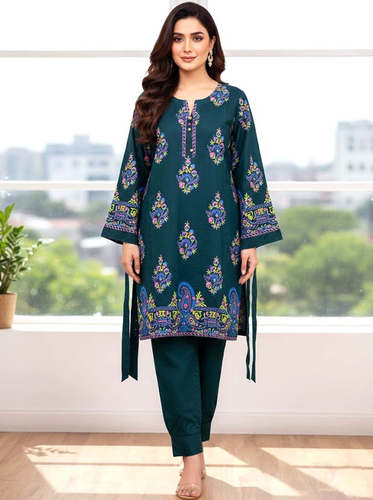 ROYAL PETAL 2PC BLOCK PRINT - STITCHED