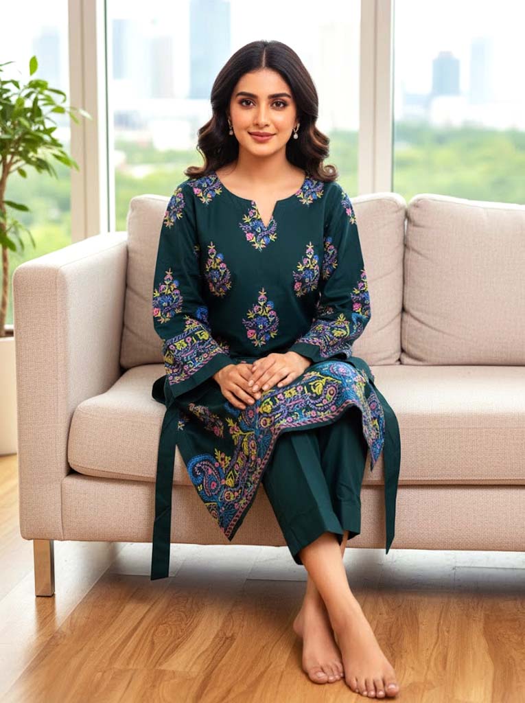 ROYAL PETAL 2PC BLOCK PRINT - STITCHED